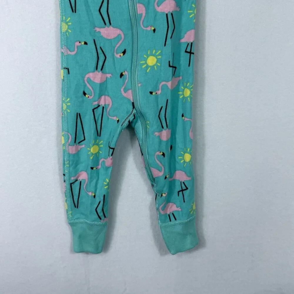 Hanna Andersson Turquoise Blue Flamingo Sunshine Zip Up Sleeper Size 70 US 6-12M
